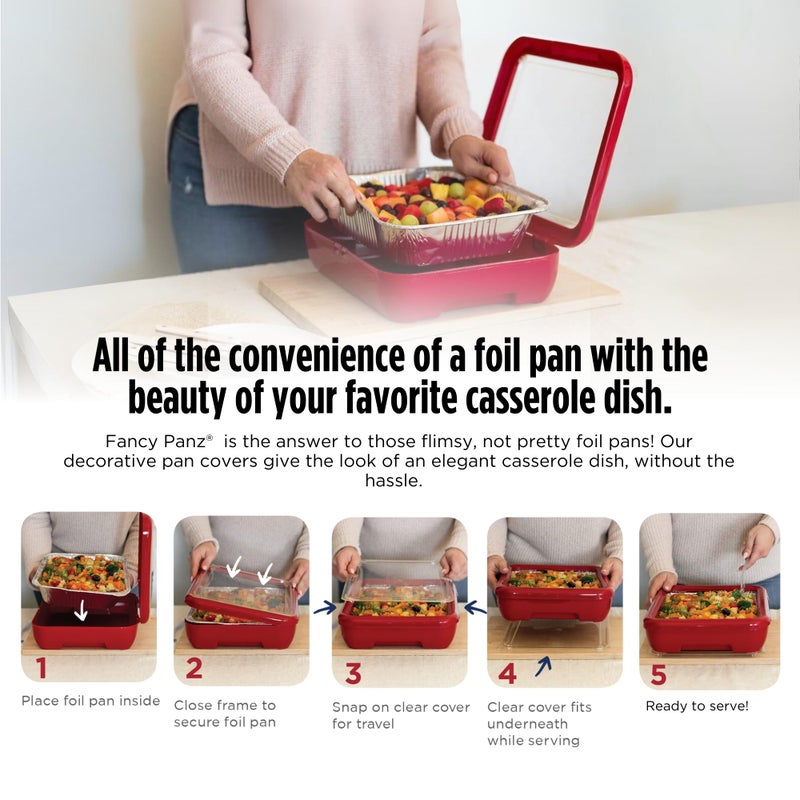 Fancy Panz Classic Pan  Dress Up & Protect Your Foil Pan  Made in USA  Fits Half Size Foil Pans. Hot or Cold Food. Stackable for easy travel. (Marble) - Image 2